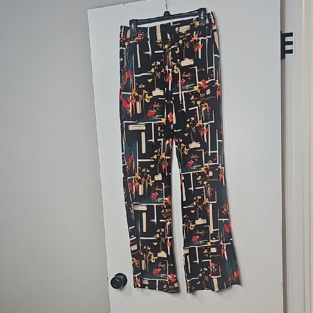 Chic Multicolor Abstract Boot Cut Pants